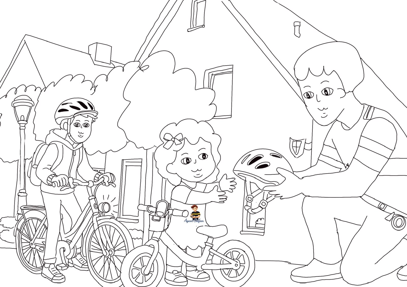 Voorbeeld van kleurplaat Veilig op de fiets!