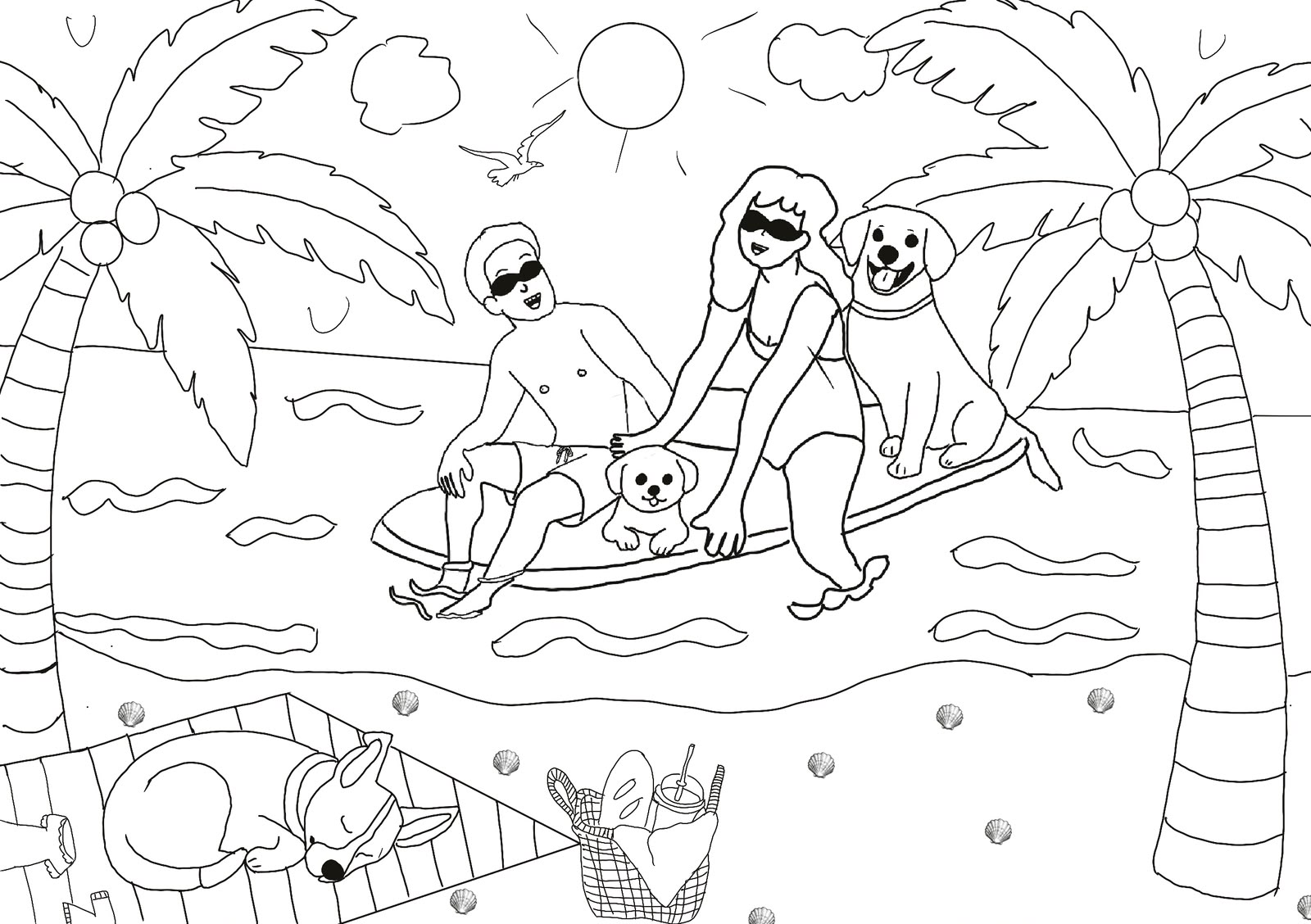 Voorbeeld van kleurplaat Surfen